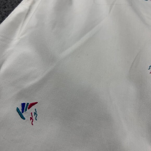 Vintage White Button Up Top Size M Embroidered Sailboats Classic 90s Coastal Gma - Picture 5 of 11